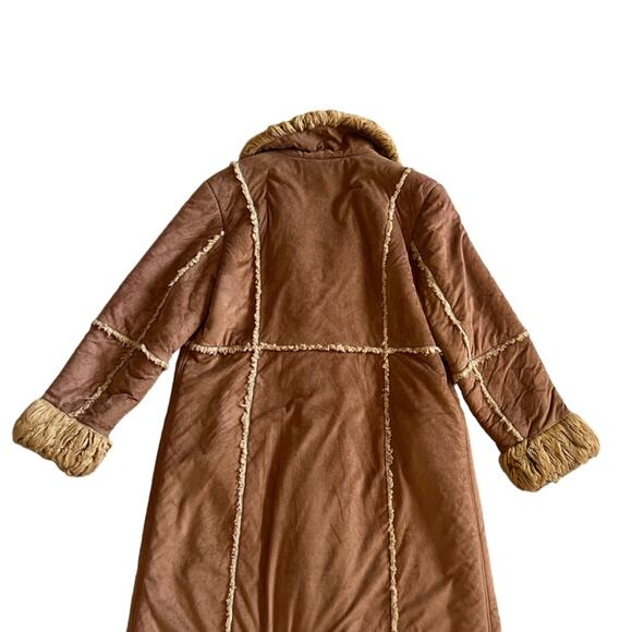 Gallery Women’s Vintage Penny Lane Fur Sherpa Lined Long Brown Maxi Coat Sz XL - Picture 6 of 16